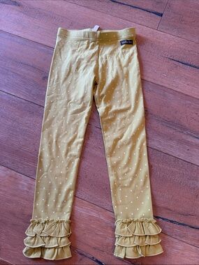 Matilda Jane Mustard Dot Ruffle Hem Leggings